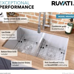 Outlet Low-Divide Undermount Tight Radius 50/50 Double Bowl 16 Gauge Stainless Steel Kitchen Sink Stainless Steel Sinks|Double Bowl Sinks