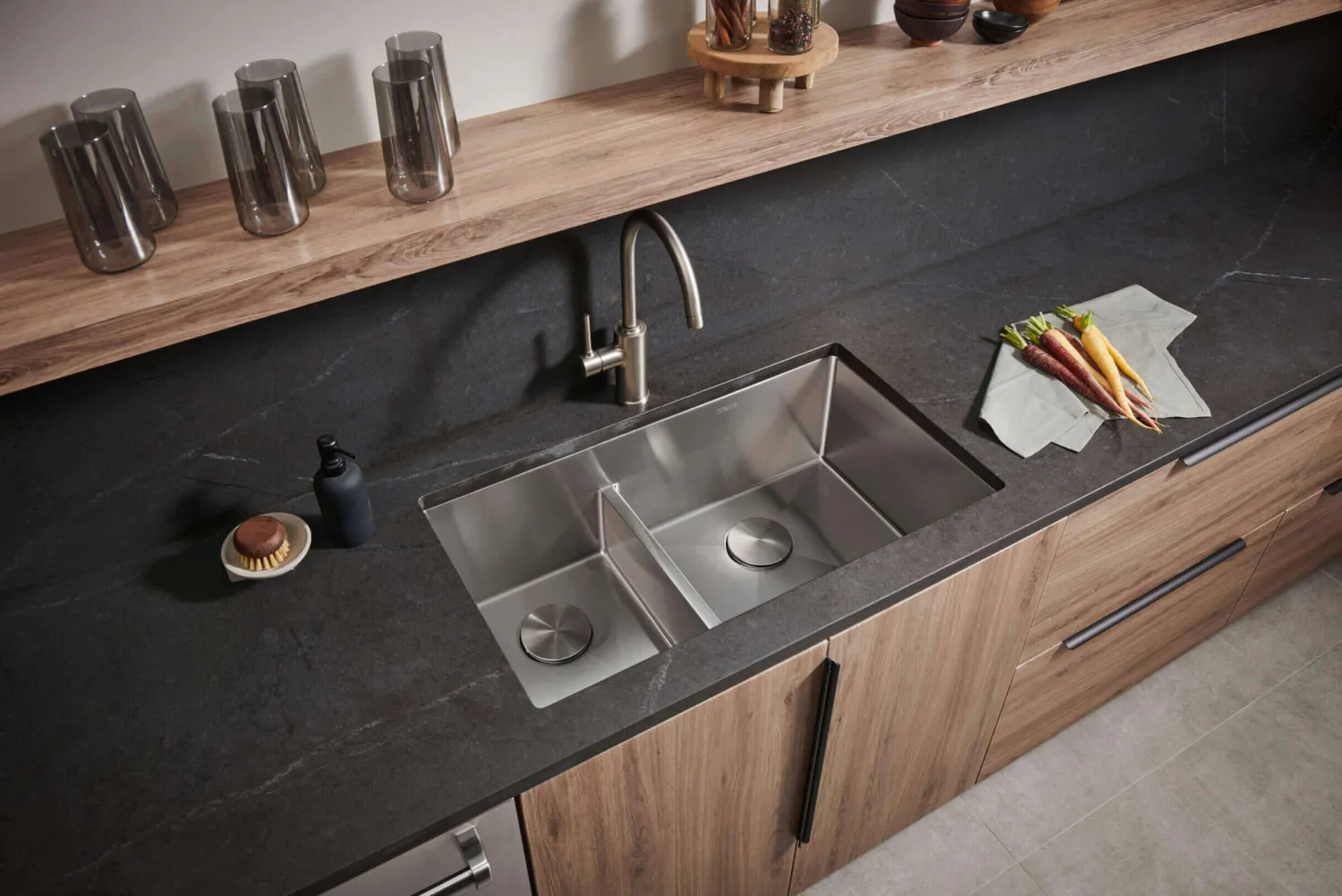 Discount 33" Low-Divide Undermount 40/60 Double Bowl Sink Stainless Steel Sinks|Double Bowl Sinks