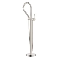 Clearance Lucia Single Handle Tall Floor Mounted Freestanding Tub Filler Faucet in Brushed Nickel Stainless - RVF5338BN Free Standing Tub Fillers
