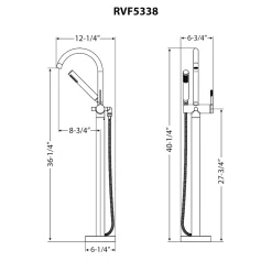 Clearance Lucia Single Handle Tall Floor Mounted Freestanding Tub Filler Faucet in Brushed Nickel Stainless - RVF5338BN Free Standing Tub Fillers