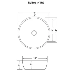 Outlet 14" Round Bathroom Vessel Sink | White with Gold Exterior Above Counter / Vessel Sinks