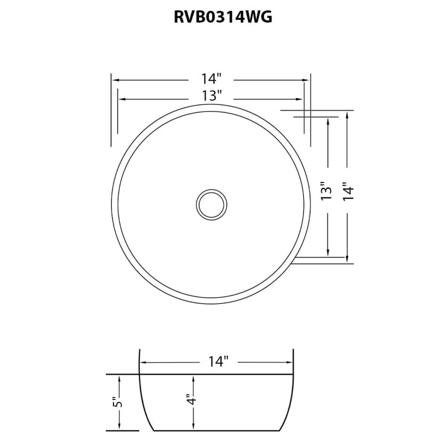 Outlet 14" Round Bathroom Vessel Sink | White with Gold Exterior Above Counter / Vessel Sinks