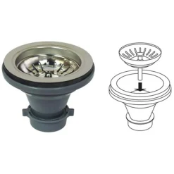 Sale RVA1022 Kitchen Sink Deluxe Strainer in Stainless Steel Sink Drains, Disposer Flanges & Air Gaps