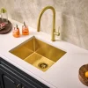 Online RVH7121GG 21" Undermount Tight Radius Matte Gold Stainless Steel Single Bowl Kitchen Sink Gunmetal, Brass, & Gold|Bar / Prep Sinks