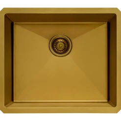 Online RVH7121GG 21" Undermount Tight Radius Matte Gold Stainless Steel Single Bowl Kitchen Sink Gunmetal, Brass, & Gold|Bar / Prep Sinks