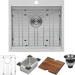 Clearance RVH8221 21 x 20" RV Workstation Drop-in Topmount 16 Gauge Stainless Steel Bar Prep Kitchen Sink Bar / Prep Sinks|Workstation Sinks