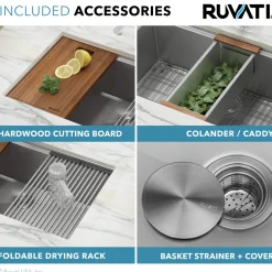 33" Single Bowl Workstation Sink with Small Radius Corners Workstation Sinks|Stainless Steel Sinks