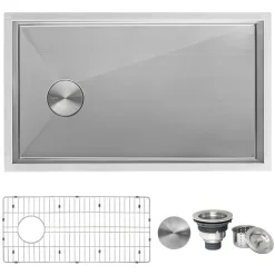 Sale 27" Slope Bottom Offset Drain Undermount Single Bowl Kitchen Sink Stainless Steel Stainless Steel Sinks|Single Bowl Sinks