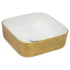 Outlet 15" Square Bathroom Vessel Sink | White with Gold Exterior Above Counter / Vessel Sinks