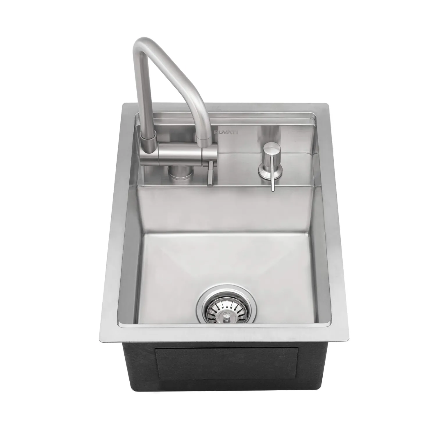 Hot 15" Stainless Steel RV Sink With Concealed Faucet and Soap Dispenser Bar / Prep Sinks|Workstation Sinks