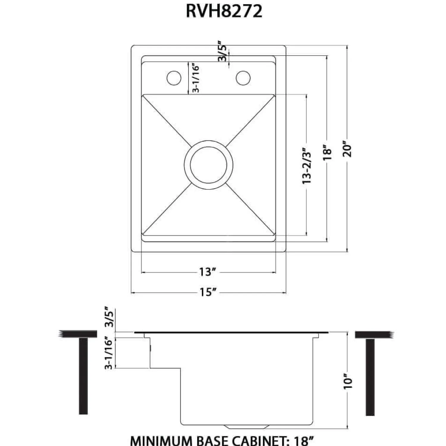Hot 15" Stainless Steel RV Sink With Concealed Faucet and Soap Dispenser Bar / Prep Sinks|Workstation Sinks