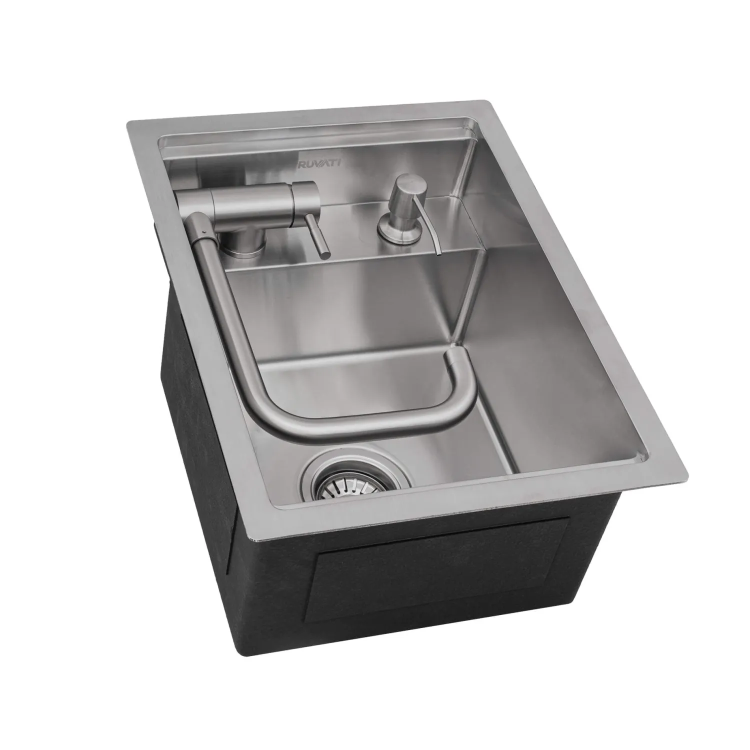 Hot 15" Stainless Steel RV Sink With Concealed Faucet and Soap Dispenser Bar / Prep Sinks|Workstation Sinks