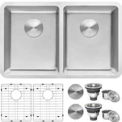 Sale 28" Undermount 50/50 Double Bowl 16 Gauge Stainless Steel Kitchen Sink Stainless Steel Sinks|Double Bowl Sinks