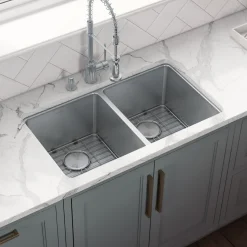 Sale 28" Undermount 50/50 Double Bowl 16 Gauge Stainless Steel Kitchen Sink Stainless Steel Sinks|Double Bowl Sinks