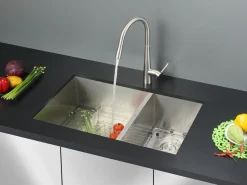 Sale 32" Undermount 60/40 Double Bowl Zero Radius 16 Gauge Stainless Steel Kitchen Sink Stainless Steel Sinks|Double Bowl Sinks