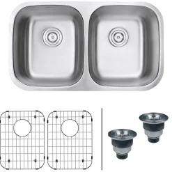 Sale 32" Undermount 50/50 Double Bowl 16 Gauge Stainless Steel Kitchen Sink Stainless Steel Sinks|Double Bowl Sinks
