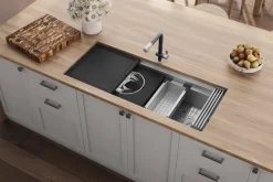 Online 45" Undermount Dual-Tier Workstation Kitchen Sink Workstation Sinks|Single Bowl Sinks