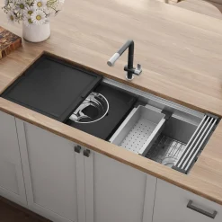 Online 45" Undermount Dual-Tier Workstation Kitchen Sink Workstation Sinks|Single Bowl Sinks