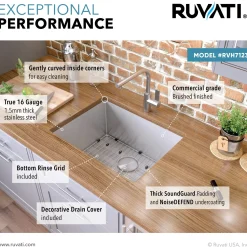 Clearance 23" Undermount 16 Gauge Single Bowl Kitchen Sink Stainless Steel Sinks|Single Bowl Sinks
