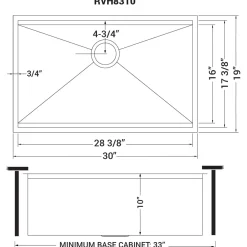 New 30" Undermount 16 Gauge Workstation Stainless Steel Kitchen Sink - RVH8310 Workstation Sinks|Stainless Steel Sinks