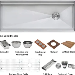 Outlet 69" Undermount Two-Tiered Workstation Kitchen Sink | GIANT SINK Undermount Sinks|Single Bowl Sinks