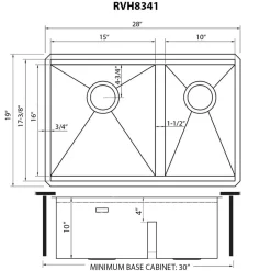 Outlet 28" Undermount Workstation Low Divide 60/40 Kitchen Sink Workstation Sinks|Double Bowl Sinks