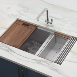 Outlet 28" Undermount Workstation Low Divide 60/40 Kitchen Sink Workstation Sinks|Double Bowl Sinks