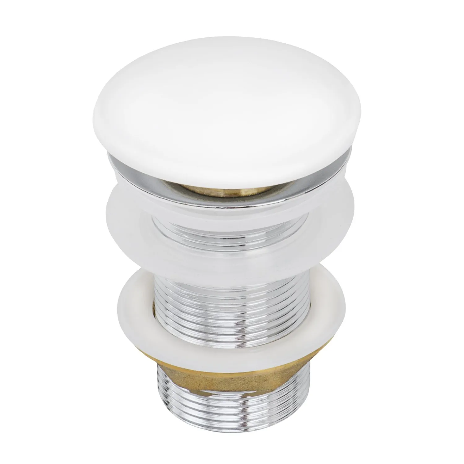 New White Ceramic Top Push Pop-up Drain for Bathroom Sinks without Overflow Sink Drains|Overflow Bathroom Sink Drains