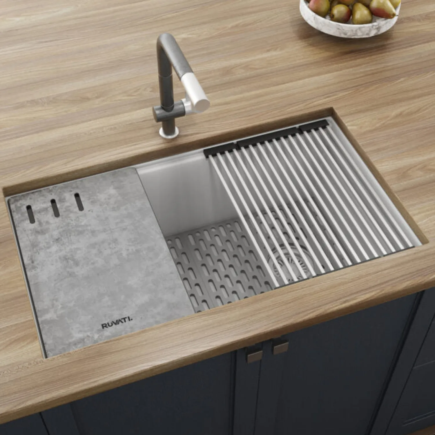 Online 33" White Composite Undermount Workstation Sink Single Bowl Sinks|Composite & Quartz Sinks