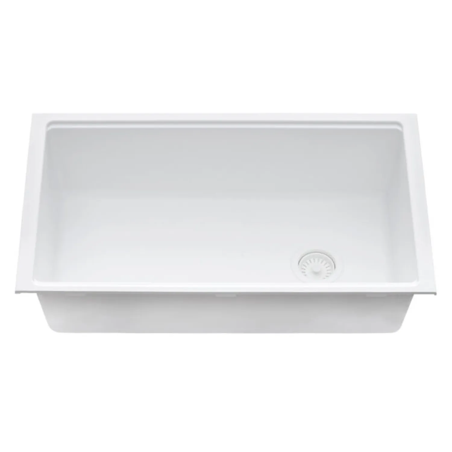 Online 33" White Composite Undermount Workstation Sink Single Bowl Sinks|Composite & Quartz Sinks