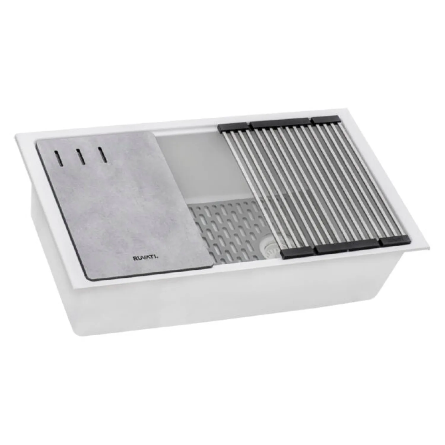 Online 33" White Composite Undermount Workstation Sink Single Bowl Sinks|Composite & Quartz Sinks