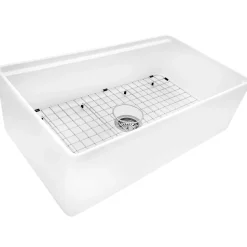 Best 33" White Fireclay Apron Front Workstation Sink Single Bowl Sinks|Apron Front / Farmhouse Sinks
