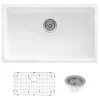 Hot 27" White Fireclay Kitchen Sink | Made in Italy Drop-In / Top Mount Sinks|Undermount Sinks