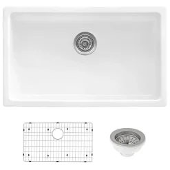 Hot 27" White Fireclay Kitchen Sink | Made in Italy Drop-In / Top Mount Sinks|Undermount Sinks