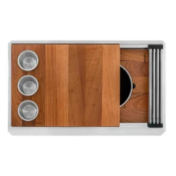 Clearance 33" Workstation Dual Tier Double Bowl Low Divide Undermount Stainless Kitchen Sink Workstation Sinks|Double Bowl Sinks