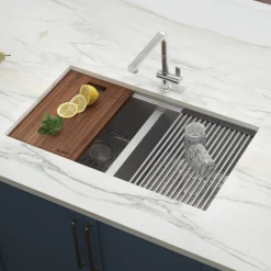 Sale Workstation Ledge 50/50 Double Bowl Undermount 16 Gauge Stainless Steel Kitchen Sink Workstation Sinks|Double Bowl Sinks