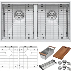Sale Workstation Ledge 50/50 Double Bowl Undermount 16 Gauge Stainless Steel Kitchen Sink Workstation Sinks|Double Bowl Sinks
