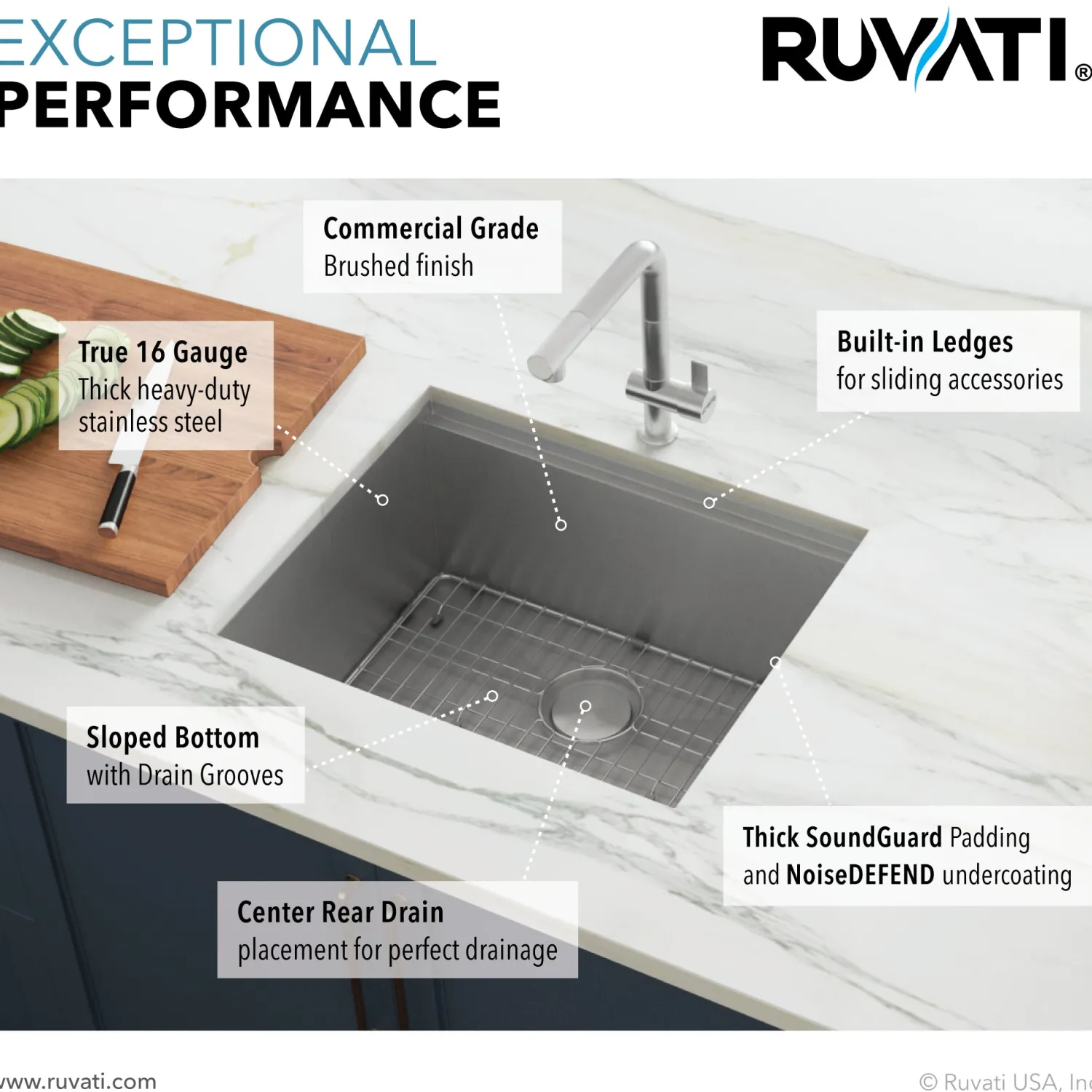 Discount 23" Workstation Ledge Undermount 16 Gauge Stainless Steel Single Bowl Bar Prep Kitchen Sink Workstation Sinks|Stainless Steel Sinks