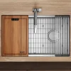 Online 33" Workstation Slope Bottom Offset Drain Undermount 16 Gauge Kitchen Sink Workstation Sinks|Stainless Steel Sinks