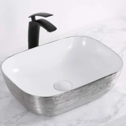 Outlet 20" x 16" Bathroom Vessel Sink | White with Silver Above Counter / Vessel Sinks