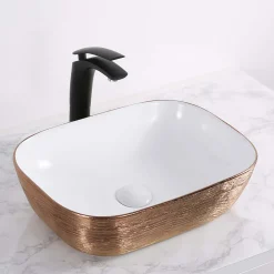 Sale 20" x 16" Bathroom Vessel Sink | White with Rose Gold Above Counter / Vessel Sinks