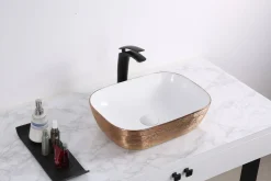 Sale 20" x 16" Bathroom Vessel Sink | White with Rose Gold Above Counter / Vessel Sinks