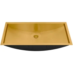 Online 30 x 14" Brushed Gold Stainless Steel Undermount Rectangular Bathroom Sink Undermount|Gunmetal, Brass, & Gold