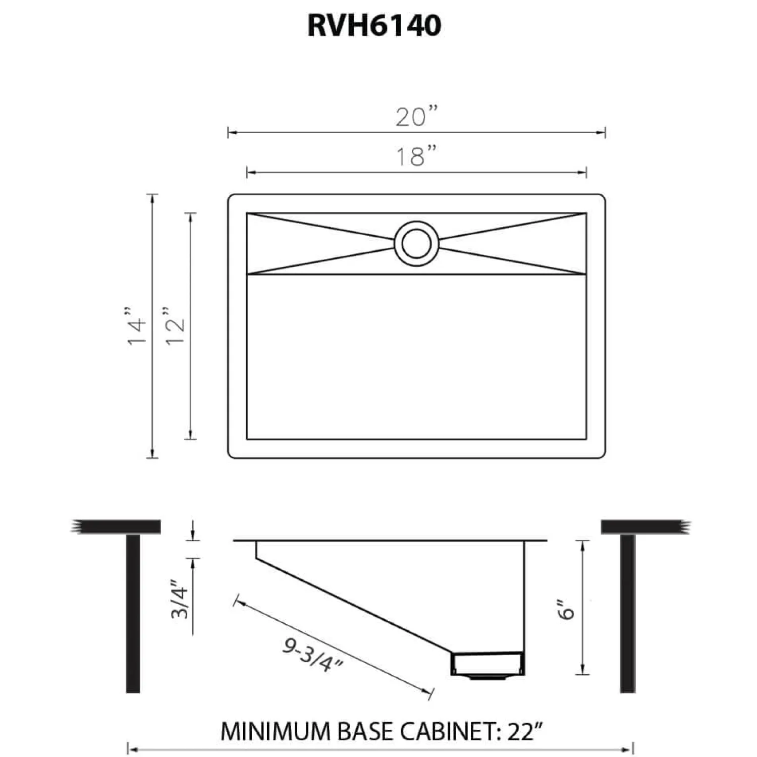 Outlet 20 x 14" Brushed Stainless Steel Undermount Ramp Bathroom Sink Undermount|Stainless Steel Sinks