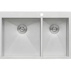 Hot 33 x 22" Drop-in 60/40 Double Bowl 16 Gauge Zero Radius Topmount Stainless Steel Kitchen Sink Drop-In / Top Mount Sinks|Stainless Steel Sinks