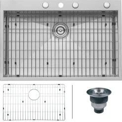 Hot 33 x 22" Drop-in Topmount 16 Gauge Zero Radius Stainless Steel Single Bowl Kitchen Sink Drop-In / Top Mount Sinks|Stainless Steel Sinks