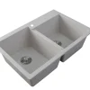 New 33 x 22" epiGranite Dual-Mount Granite Composite Double Bowl Kitchen Sink Drop-In / Top Mount Sinks|Double Bowl Sinks