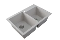 New 33 x 22" epiGranite Dual-Mount Granite Composite Double Bowl Kitchen Sink Drop-In / Top Mount Sinks|Double Bowl Sinks