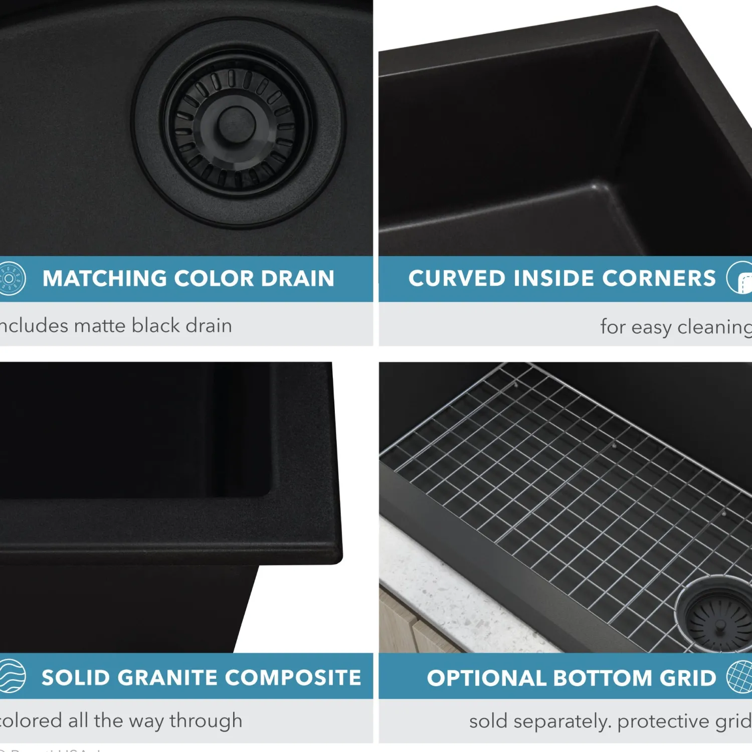 31 x 19" epiGranite Undermount Granite Composite Single Bowl Kitchen Sink Single Bowl Sinks|Undermount Sinks