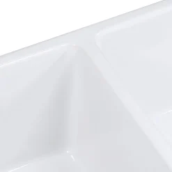 Discount 33 x 18" Fireclay Farmhouse Apron-Front Double Bowl Kitchen Sink in White Double Bowl Sinks|Apron Front / Farmhouse Sinks